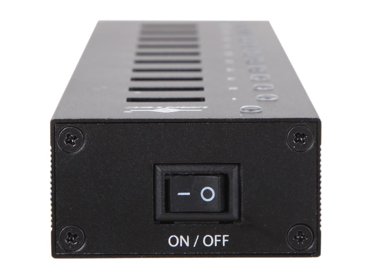 VANTEC UGT-AH110U3-BK 10-Port USB 3.0 Aluminum Hub with 12V/5A Premium Power Adapter