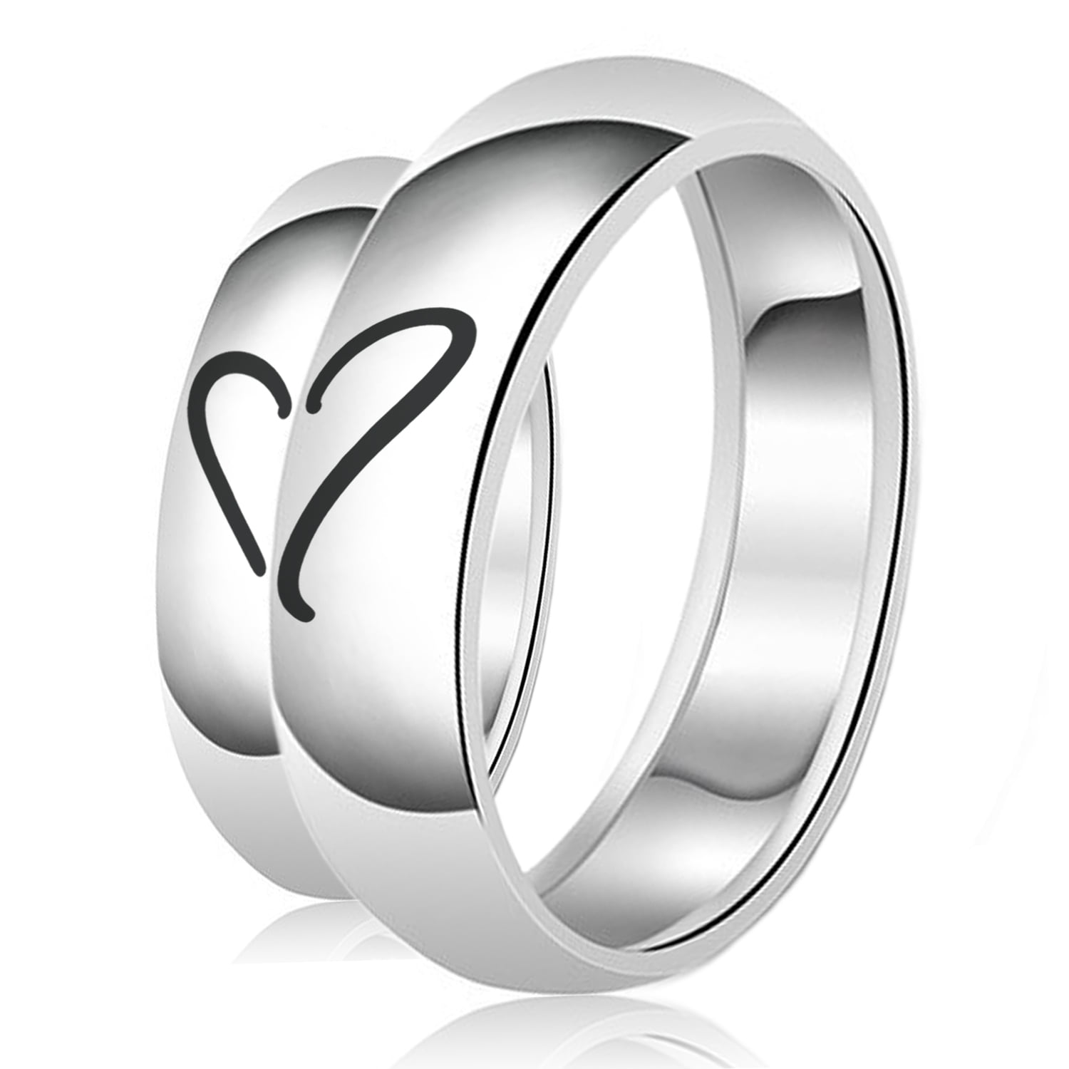 Gnzoe Women Men Engagement Rings Engrave Love Rings Heart Knot Ring 5mm/5.5mm Silver Price One Pc