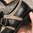 thumbnail image 3 of British style, literary, retro, old-fashioned, small leather shoes, thick soles, genuine leather, single shoes, large size., 3 of 6