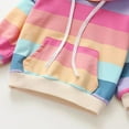 thumbnail image 4 of Toddler & Little Girl Rainbow Striped Casual Hoodie Sweatshirt Kids Coat Outfits Tops 2-7Y, 4 of 8