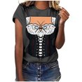 thumbnail image 2 of Pompotops Blouse Décontractée Mode Femme Imprimé Oktoberfest Col Rond T-Shirt Blouse Imprimée Tee Liquidation, 2 of 5