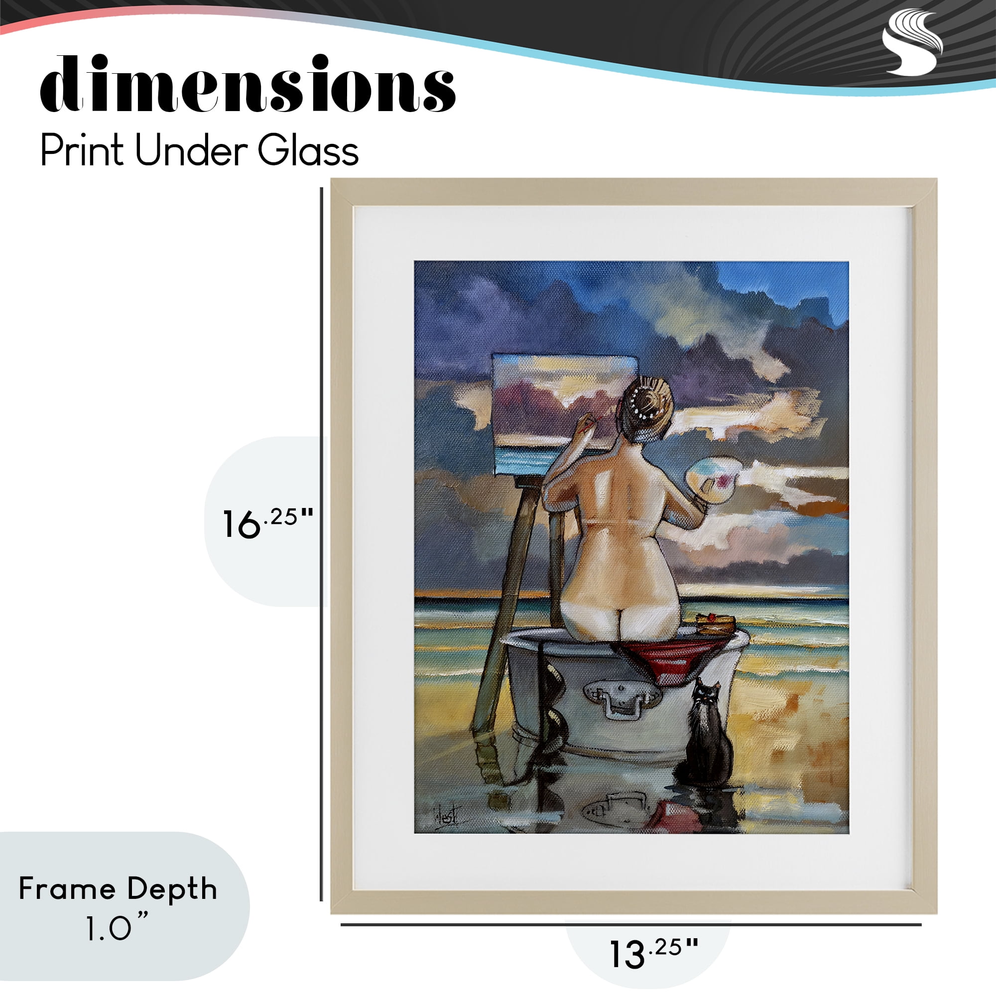 Stupell Industries Painting Up A Storm Birch Framed Print Under Glass, design by Ronald West