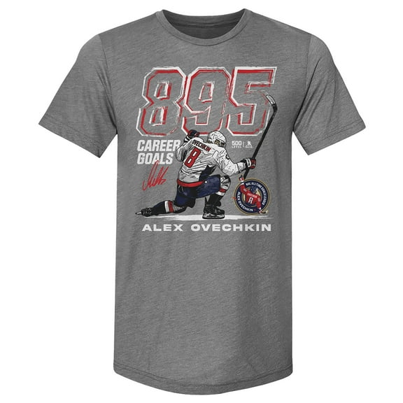 Men's 500 Level Alexander Ovechkin Gray Washington Capitals NHL All-Time Leading Goal Scorer Tri-Blend Grunge T-Shirt