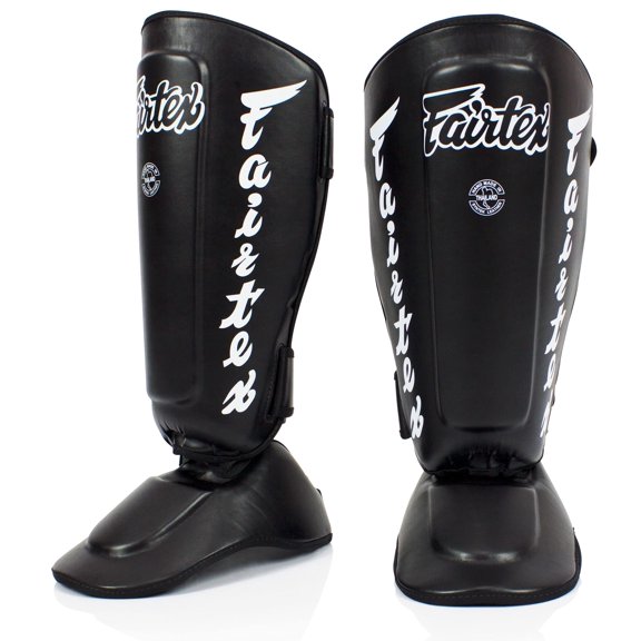 Espinilleras Fairtex SP7 Muay Thai para hombres, mujeres y niños, color negro