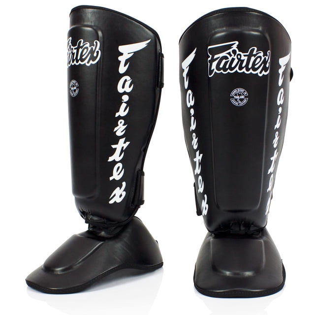 Espinilleras Fairtex SP7 Muay Thai para hombres, mujeres y niños, color negro