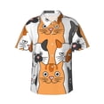 thumbnail image 2 of Picia Funny Cats Gentle Cotton Regular Fit Short Sleeve Casual Hawaiian Shirt for Men-Large, 2 of 9
