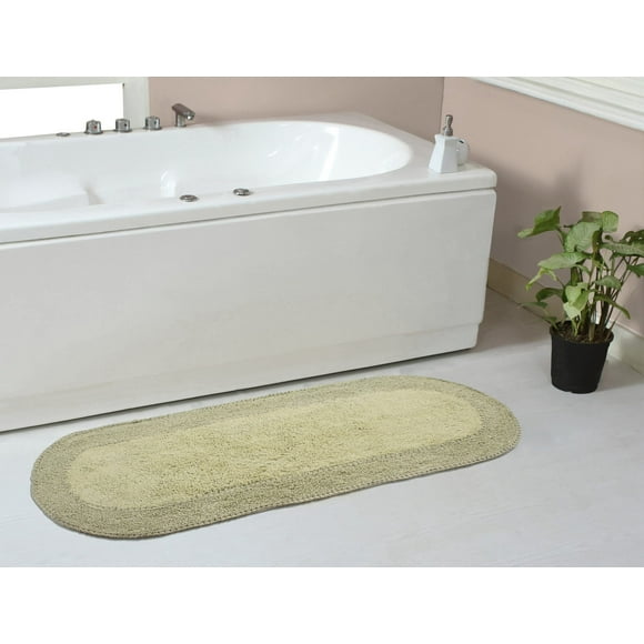 LuxRuffle Cotton Bath Mat Set - Ultra Soft, Absorbent, Non-Slip, Washable Bathroom Rugs, Kitchen Mats, 21x54 Runner, Sage Green