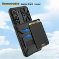 thumbnail image 4 of SaniMore Case for Samsung Galaxy S23 Plus 6.6" 2023, [Tough PC Back PU Leather Skin] Card Slot + Magnetic Car Mount + Sliding Cover Shockproof Anti-slip Hybird Heaavy Duty Protective Shell, Blue, 4 of 11
