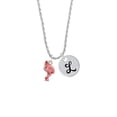 thumbnail image 2 of Delight Jewelry Silvertone Hot Pink Flamingo Silvertone Script Initial Disc - L - Charm Necklace, 20"+3", 2 of 4