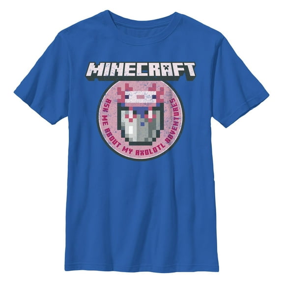 Boy's Minecraft Ask Me About My Axolotl Adventures  Graphic T-Shirt