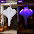 thumbnail image 4 of Clearance Light Up Hanging Ghost Decor, White Gauze Ghost Ornament with Blue LED Lights, Halloween Hanging Decoration for Front Door Porch Yard Tree Party Indoor Outdoor, 4 of 6