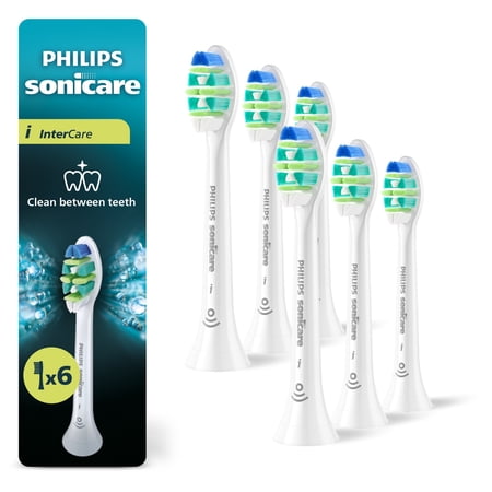 Philips Sonicare Intercare - Genuine Replacement Electric Toothbrush Heads, White, 6 Pack, HX9006/92