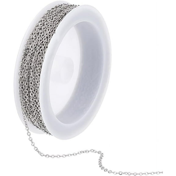 10m 1.5mm Wide Necklace Chains for Jewelry Making Stainless Steel Cable Chains Soldered Necklace Chain Coreana Chains Metal Necklace Bracelet Chains for Women Men DIY Jewelry Making