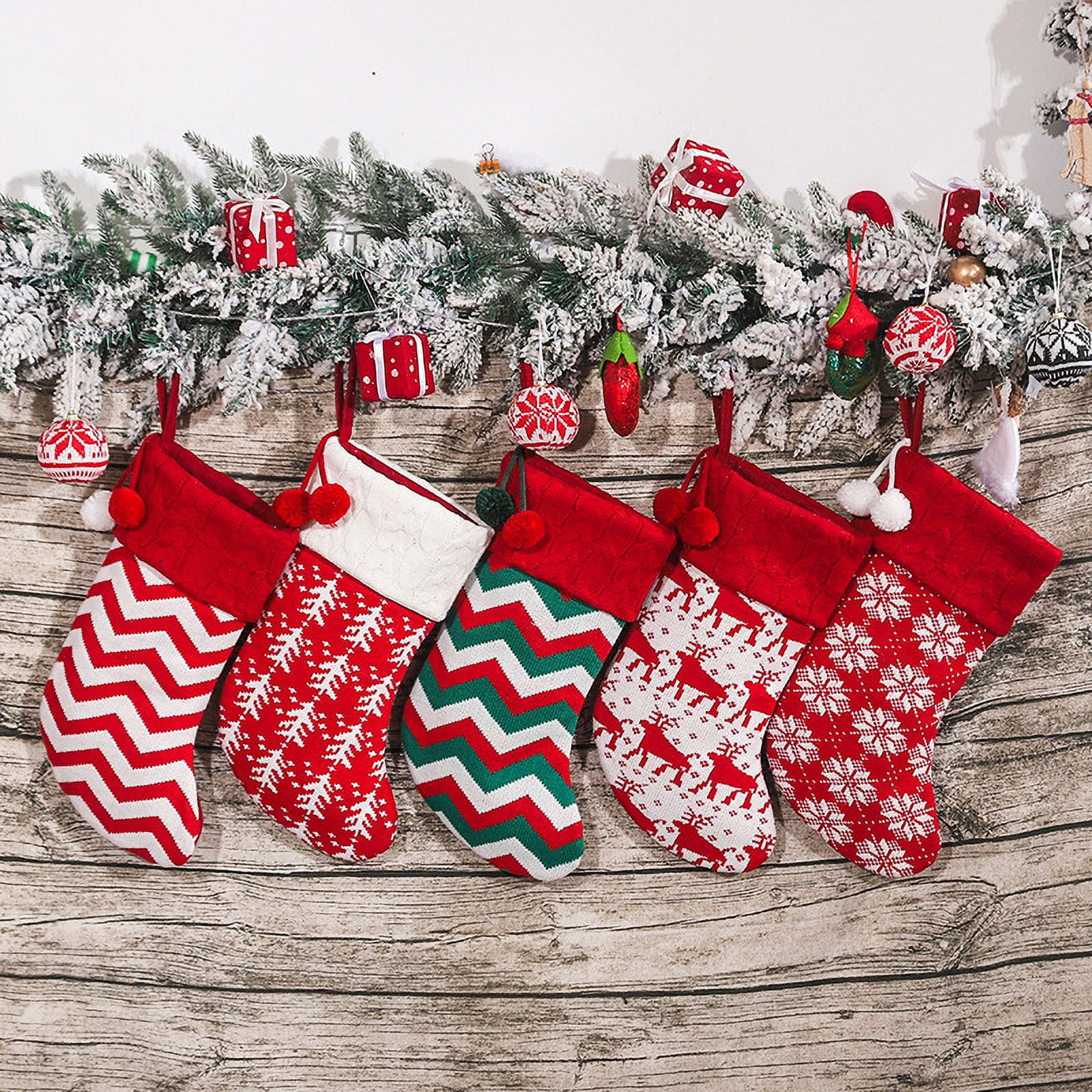 Zhuge 3Pcs Christmas Stockings Personalized Cable Knitted Stocking 15.35 Inches Small Set Classic Art Decor Stuffers Gifts for Family Holiday Party Fireplace Hanging Xmas Decor，B