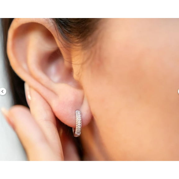 1 CT Round Cut Moissanite Huggies Hoop Earrings Solid 14K White Gold Plated