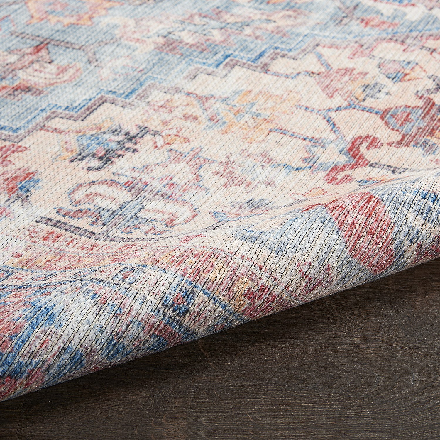 Nicole Curtis Machine Washable S1 7'10" x 9'10" Blue/Multi Vintage Indoor Rug