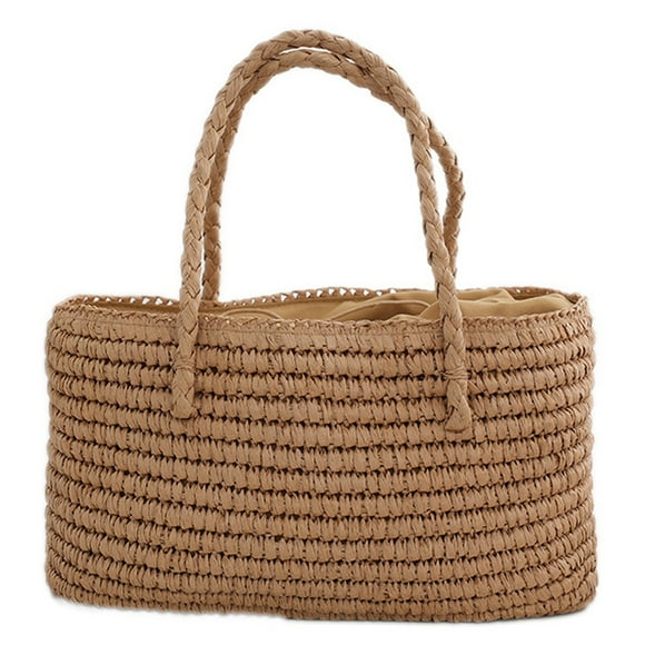 Women Straw Woven Tote Large Beach Handmade Weave Crossbody Bag Purse Straw Handbag