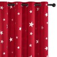 thumbnail image 5 of Deconovo Christmas Foil Star Print Blackout Curtains, Thermal Insulated Grommet Window Drapes for Holiday Winter Decor, 2 Panels, 52"x54", True Red, 5 of 7