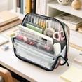 thumbnail image 6 of Standing Pencil Case with Base Large Capacity Stationery Pouch Pen Bag with Zipper for Women Men Christmas Design with Snowmen, 6 of 7