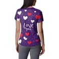thumbnail image 3 of Scrub Top Women,Plus Size Women's V-Neck Valentine's Day Print Short-Sleeve Pocket Side-Slit Scrub Tops - Hot Pink - XXXXL, 3 of 5