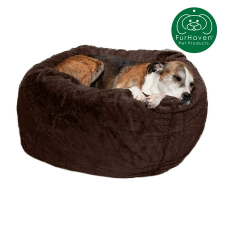 UPC: 0842229113143 | FurHaven Pet Products Round Plush Ball Dog Bed – Espresso Large – 34