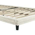 thumbnail image 5 of Floating Twin Bed Frame with Linen Fabric Headboard, Upholstered Platform Bed with Sturdy Wood Slat Support for 220lbs, Modern Headboard Twin Size Bed with LED Light,Easy Assemble, Beige, 5 of 11