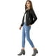 thumbnail image 4 of Chaqueta corta de motociclista Allegra K Piel sintética asimétrica con cremallera frontal Negro M, 4 of 6