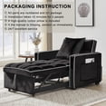 thumbnail image 7 of 3 in 1 Sleeper Chair Bed, Convertible Sofa Bed with Side Pocket | Adjustable Backrest| Pull Out Couch | Futon | Chair Bed Sleeper for Adults in Living Room Office Bedroom Apartment, Black, 7 of 7