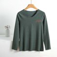 thumbnail image 4 of Women's Plus Size thermal Underwear Top Fleece Lined V Neck Long Sleeve Warm Base Layer Shirt Soft Comfy Cold Weather Top for Loungewear Daily Wear Army Green, 4 of 7