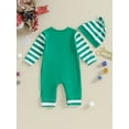 thumbnail image 4 of Newborn Baby My First Christmas Outfit Boy Girl 3 6 12 18 Months Santa Claus Long Sleeve Jumpsuit Romper with Hat 2Pcs Clothes Set, 4 of 7
