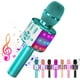 thumbnail image 2 of Ankuka Micrófono de karaoke para niños, micrófono de karaoke Bluetooth con luces LED, micrófono inalámbrico portátil 4 en 1, juguetes de Navidad, regalo de cumpleaños, fiesta en casa, juguetes para ni, 2 of 4