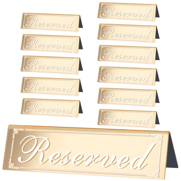 12PCS Acrylic Reserved Table Signs, Double-Sided Reserved Signs, Mirrored Guest Reservation Table Signs for Restaurants, Weddings, Birthday Parties, and Business Events