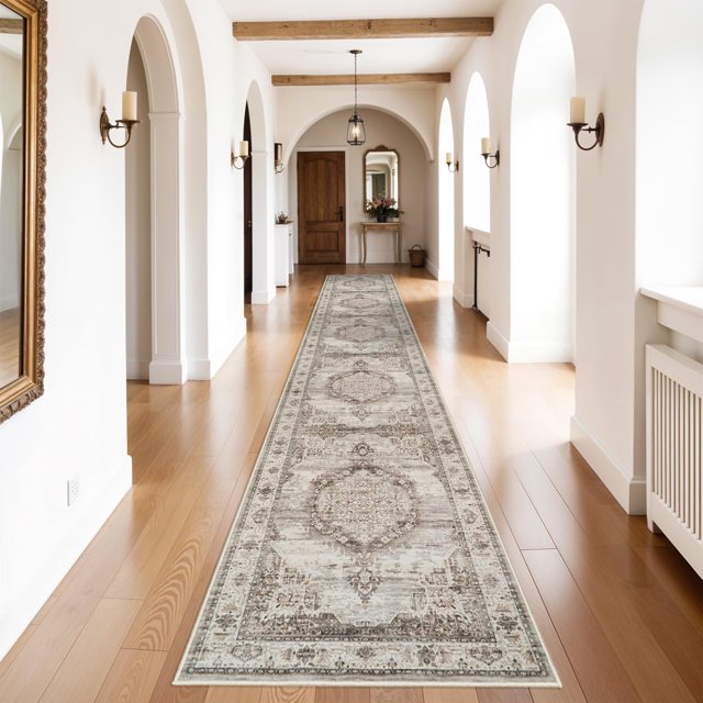 Alfombra para pasillo YouFortong, lavable, 90 x 600 cm, color beige