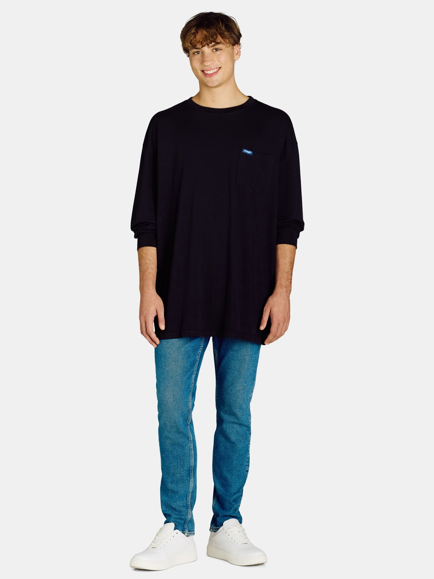 Wrangler Men’s Big and Tall Cotton Pocket Tee with Long Sleeves, Sizes 1XL-6XL