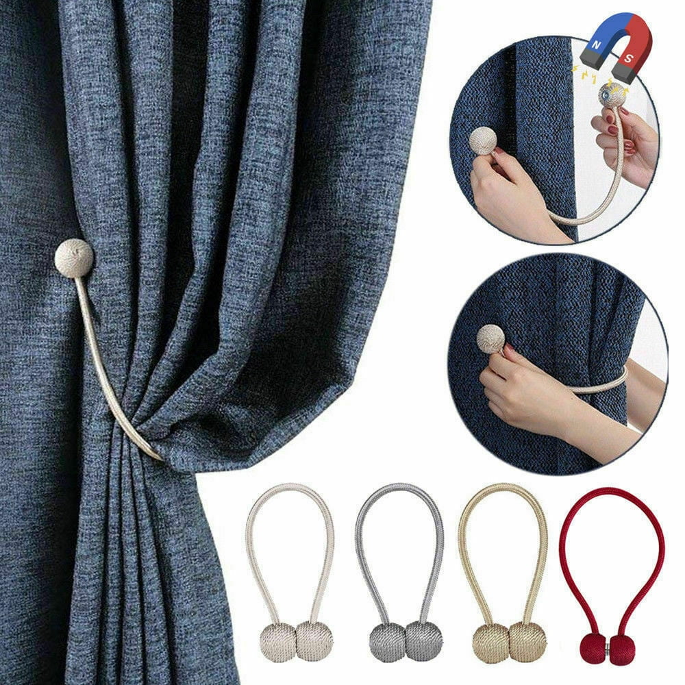 1PC Curtain Tie Backs Magnetic Wood Ball Buckle Holder Tieback Clips Window Home 