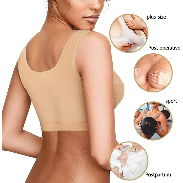 Gotoly Post-Surgery Front Closure Bra for Women Posture Corrector  Compression Shapewear Tops with Breast Support Band(Beige XX-Large) 