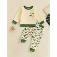 thumbnail image 2 of Suealasg Toddler Boy Fall Winter Outfits Long Sleeve Dinosaur Print Sweatshirt + Long Pants Set 6M 1T 2T 3T 4T Kids Boys 2Pcs Pants Sets, 2 of 7