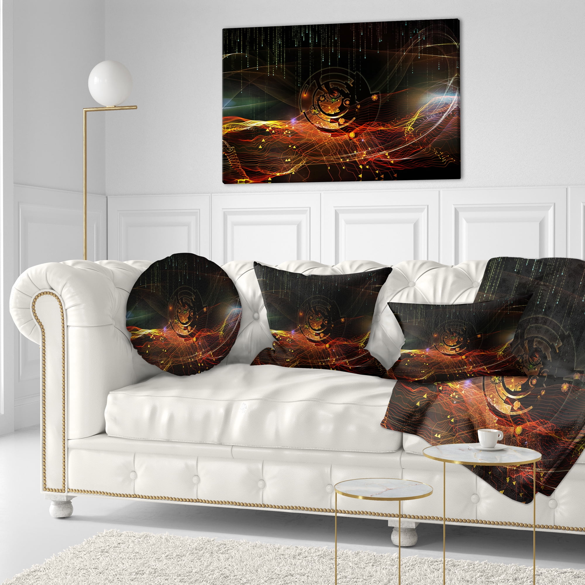Designart Composition of Elements - Contemporary Throw Pillow - 12x20