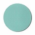 thumbnail image 1 of Retro Mouse Pad for Computers, Aqua Colored Monochrome Checked Pattern Geometric Diagonal Striped Tile Design, Round Non-Slip Thick Rubber Modern Mousepad, 8" Round, Turquoise Ivory, by Ambesonne, 1 of 2