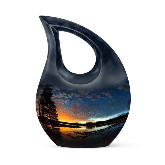 MUKTIVE Sky Decorative Urn for Male & Female - Burial Urn for Adult Ashes Women - Large Funeral Urns for Human Ashes Adult Man - Cremation Urns - 10 Inch