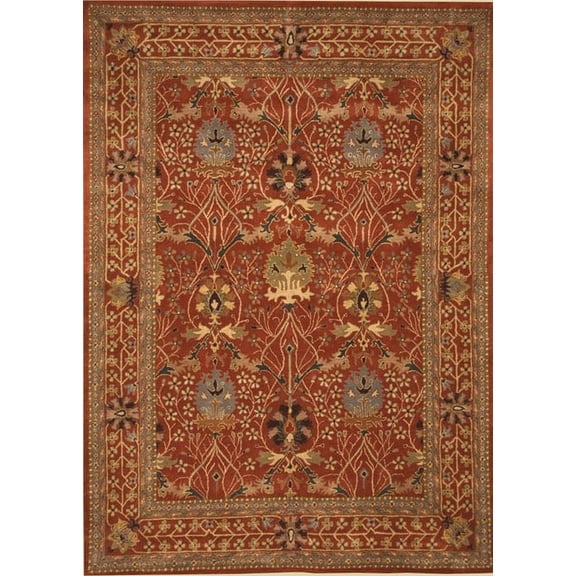 EORC Rust Hand-Tufted Wool Traditional Morris Rug, 4' x 6'-Color:Rust,Material:Wool