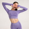 thumbnail image 7 of UJNDER Women's Long Sleeve Yoga Tops for Women Breathable High Intensity Workout Shirts Wicking Fitness Racerback for Outdoor Exercise Purple L, 7 of 7