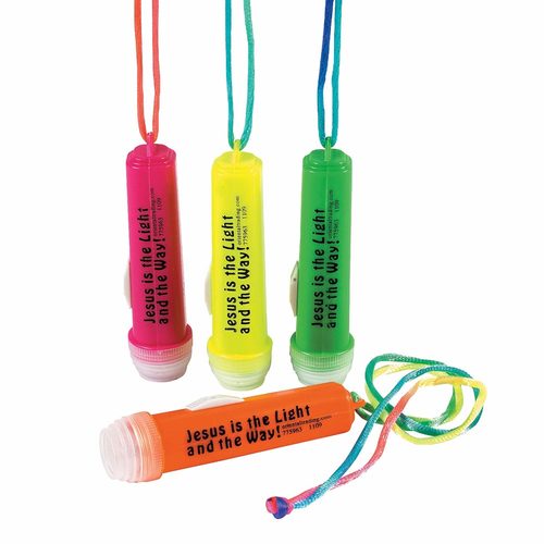 FLASHLIGHT NECKLACE JESUS IS THE LIGHT 31/2"