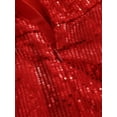 thumbnail image 7 of Christmas Kids Baby Girl Red Sequin Dress Party Princess Long Sleeve Plush Off Shoulder Dress with Waist Belt, 7 of 7