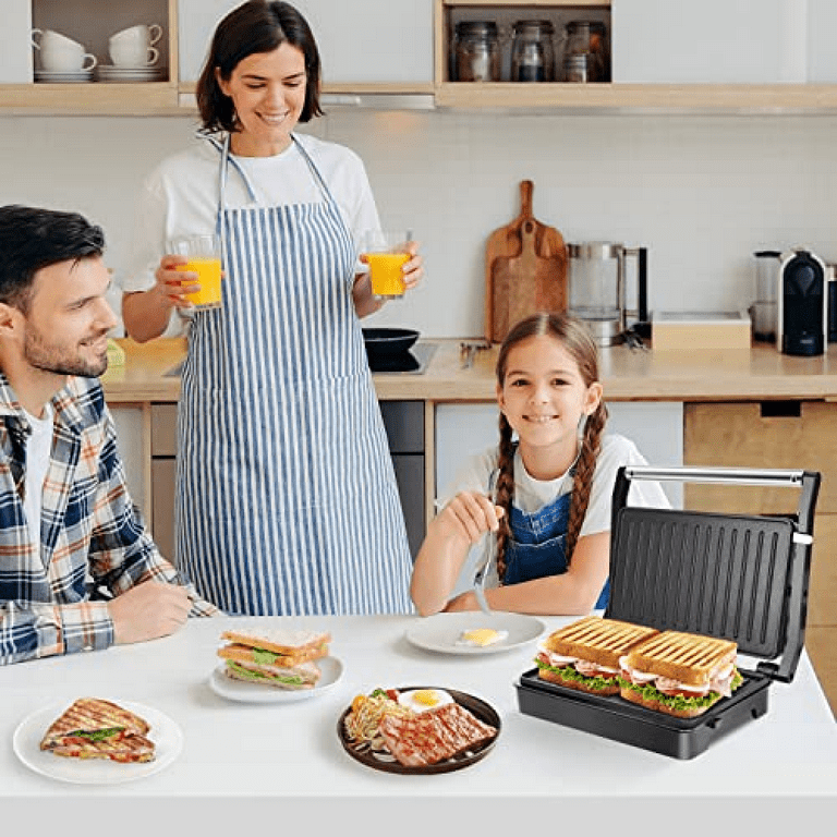 Panini Press Grill, 1000W Sandwich Maker With Non-Stick Double Flat Cooking  Plate, Indicator Light, Locking Lid, Cool Touch Handle, Panini Maker  Electric Indoor Grill Easy To Storage & Clean 