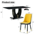 thumbnail image 4 of JUFU 71" Black Faux Marble Dining Table Set for 6, Modern Dining Room Table with PU Leather Chairs and Golden Legs, Elegant Dining Set for Kitchen & Living Room, 4 of 9