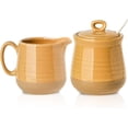 thumbnail image 1 of Hasense Sugar and Creamer Set, 11 Ounce Sugar Bowl with Lid and Spoon, 10 Ounce Creamer Container, Ceramic Cream and Sugar Set for Coffee Bar, Dishwasher Safe, Yellow, 1 of 7