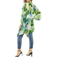 thumbnail image 3 of LA LEELA Women's Chiffon Summer Tropical Beach Loose Casual Kimono Tops Beachwear Duster Cardigan for Women Cover up Kimonos L-XL Shamrock Green, Monstera Leaves, 3 of 4