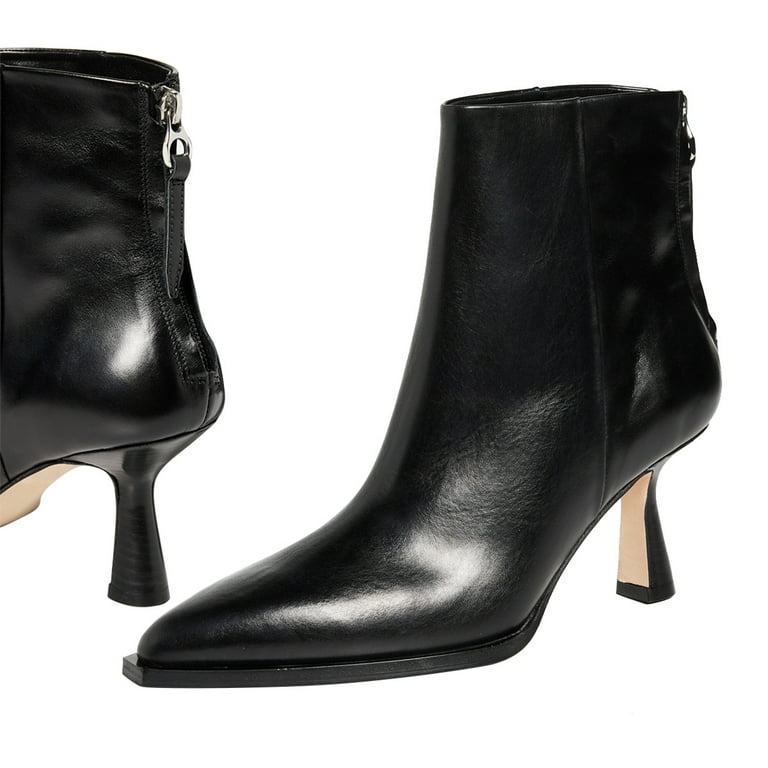 FSJ Women Low Heel Booties Pointed Toe Back Zipper Ankle Boots