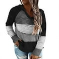 thumbnail image 1 of Chandails de Mode pour Femmes Manches Longues Hiver Automne Col en V Patchwork à Capuche Décontracté Ample Pull-Over Grande Taille, 1 of 9